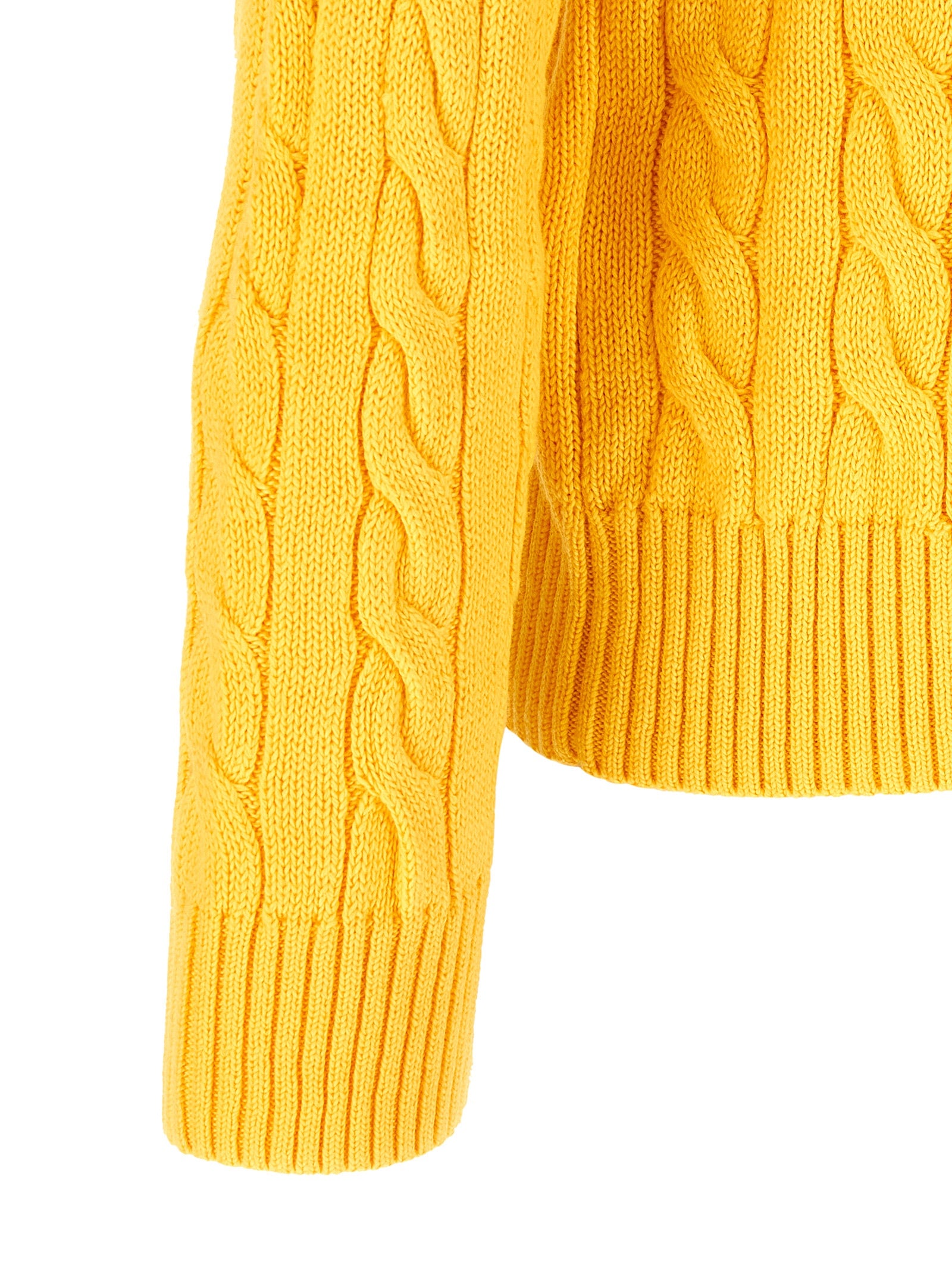 Cotton Braided Sweater Yellow Sweater, Cardigans