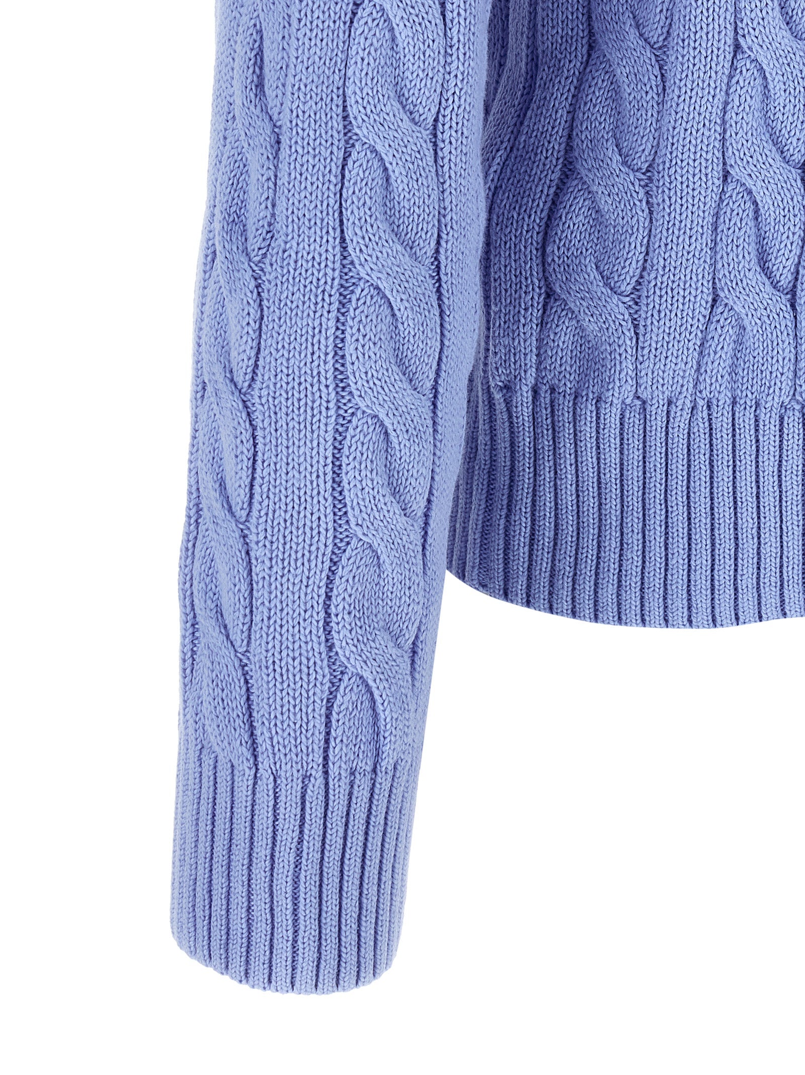 Cotton Braided Sweater Light Blue Sweater, Cardigans