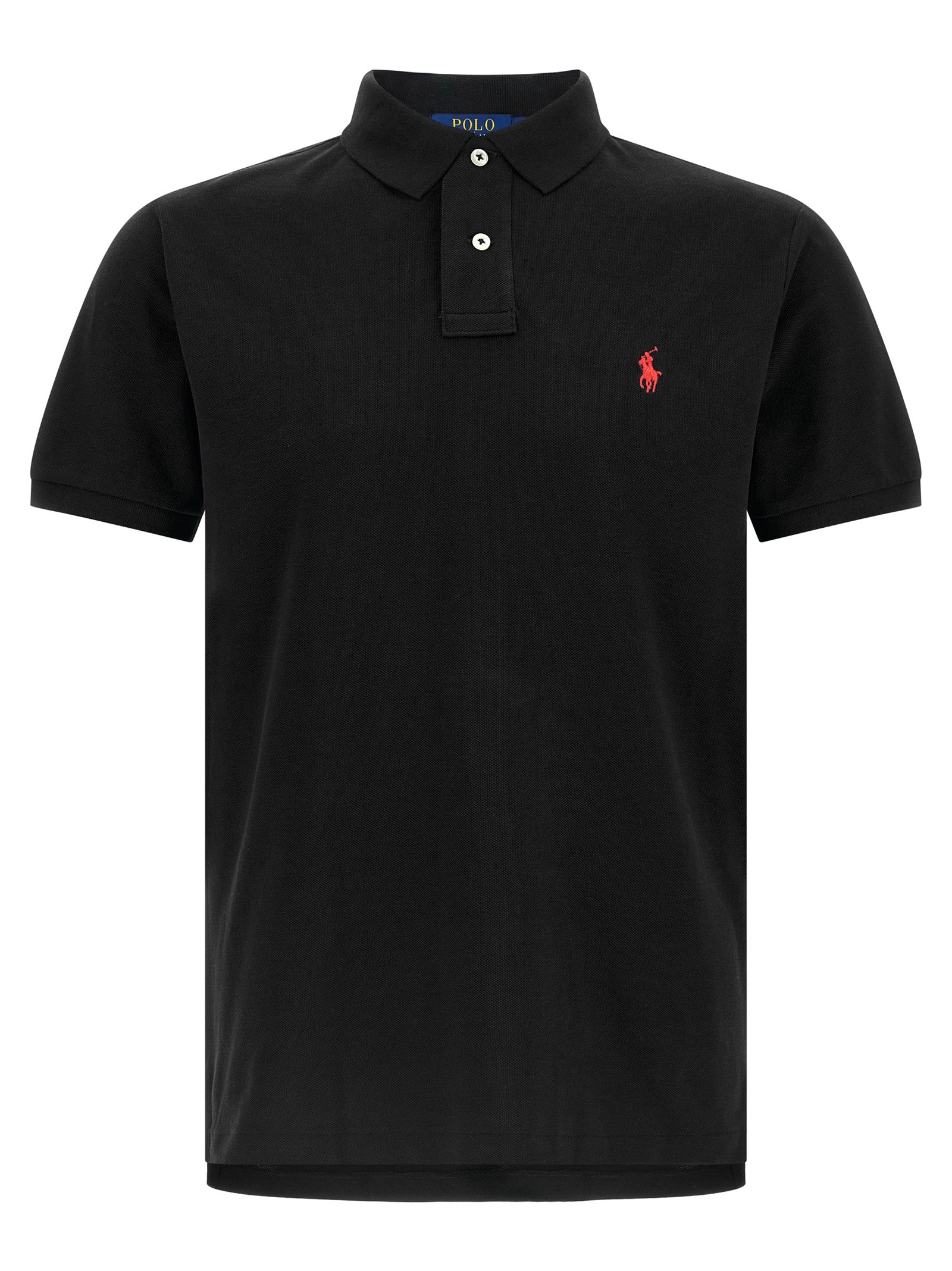 Logo embroidery polo shirt Black Cotton
