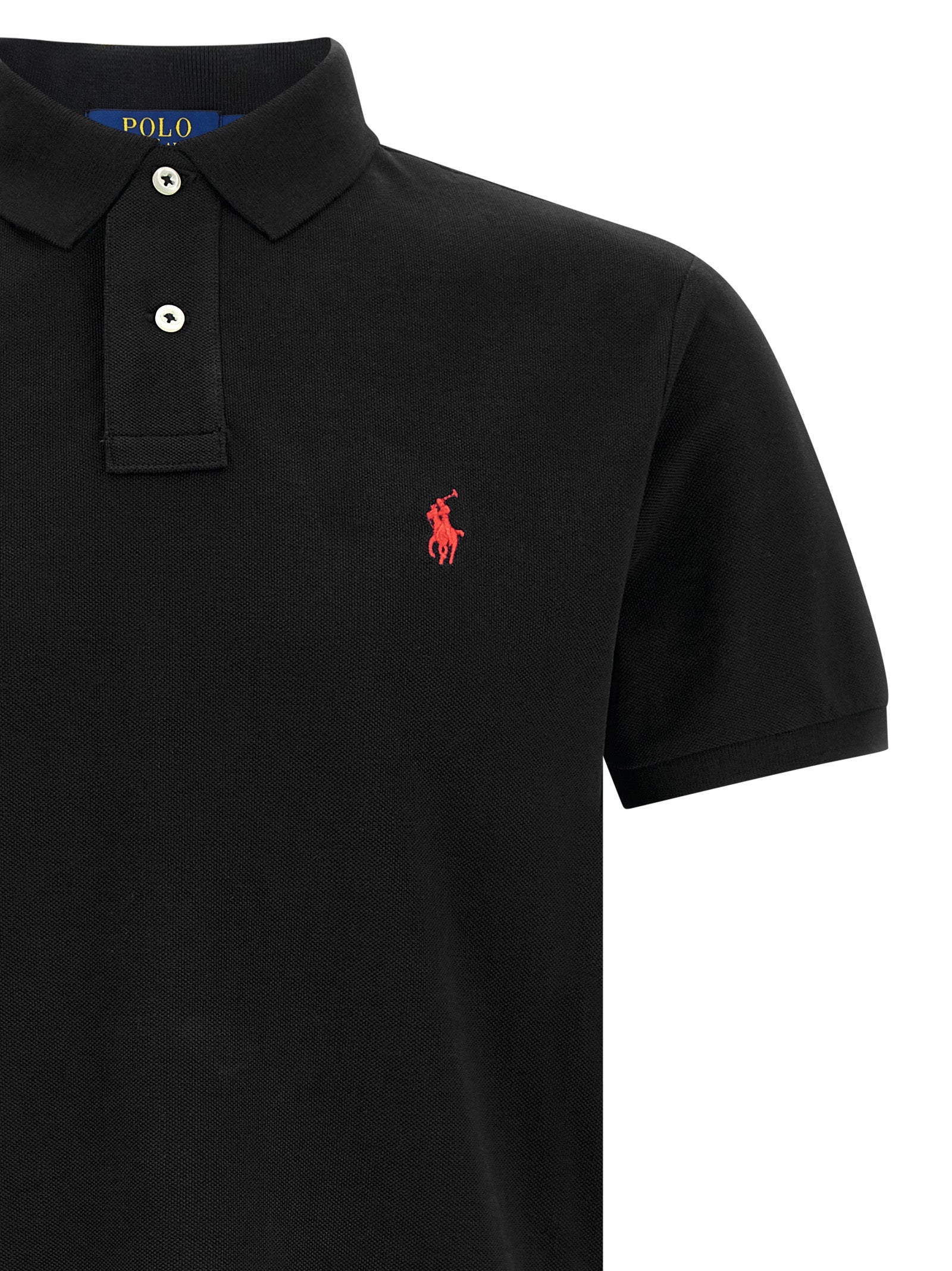 Logo embroidery polo shirt Black Cotton