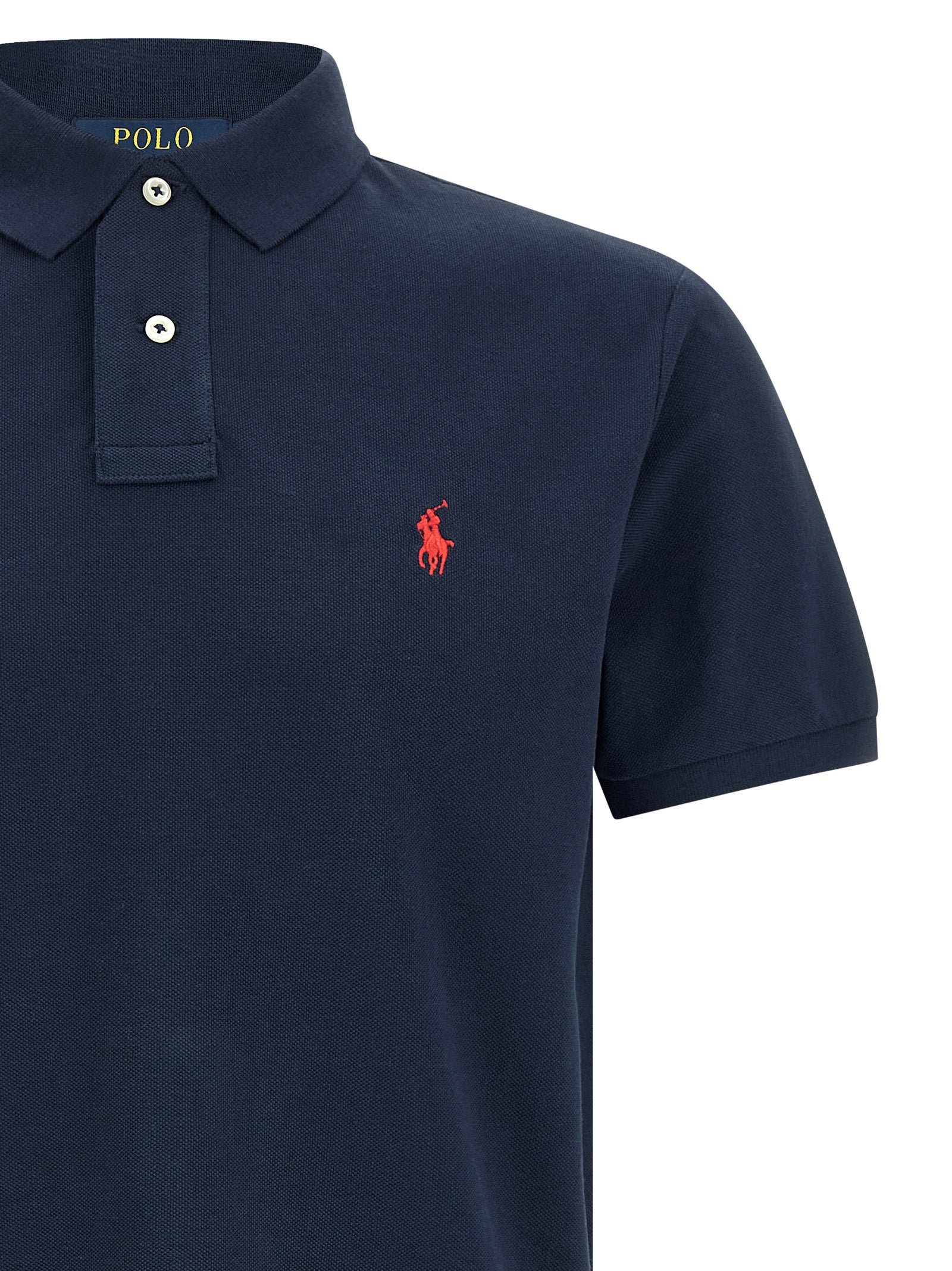 Logo embroidery polo shirt Blue Cotton