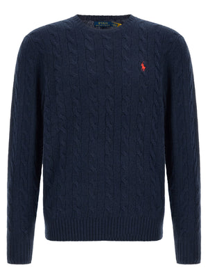 Polo Ralph Lauren Braided Wool-Cashmere Sweater — Navy