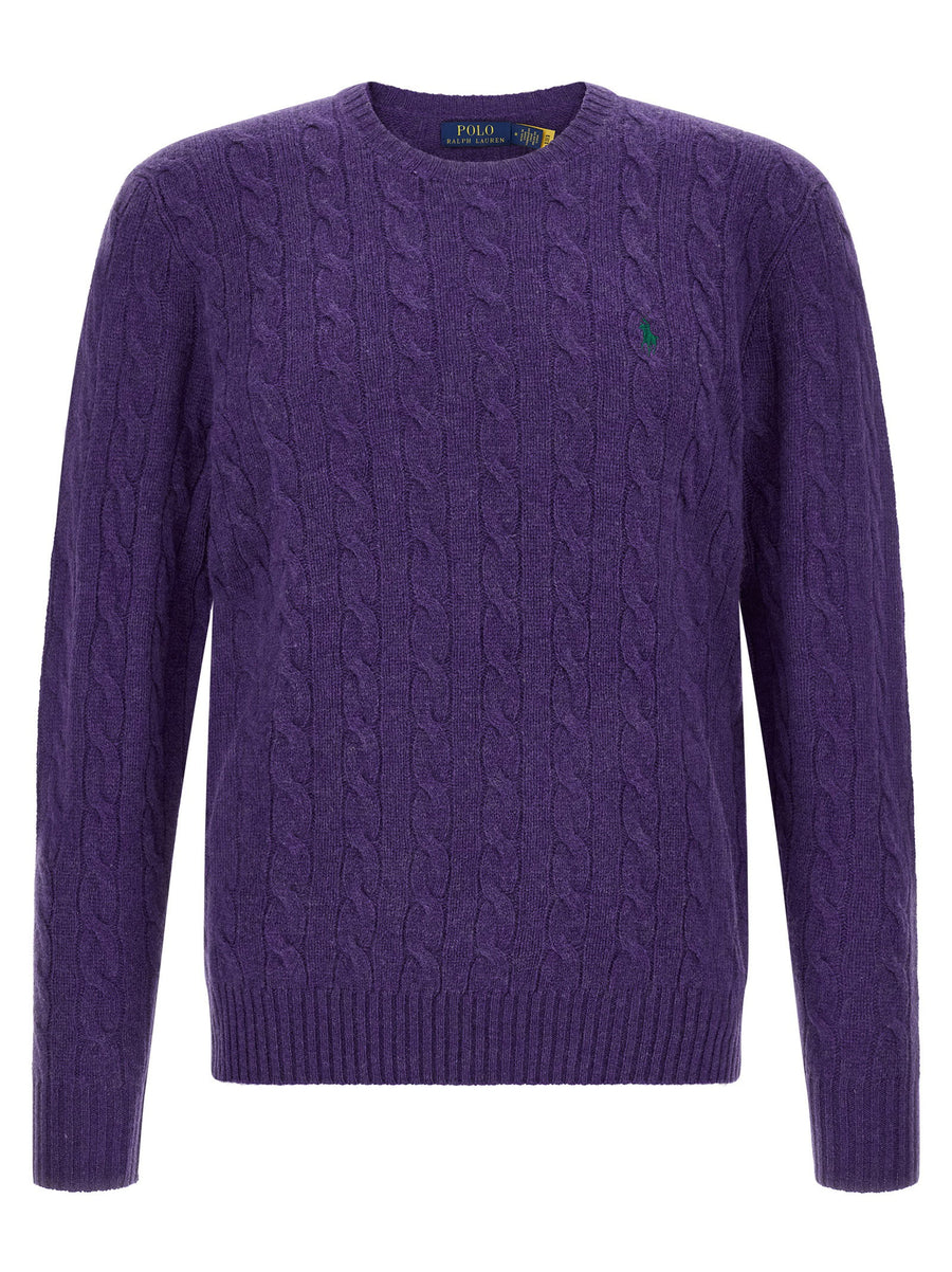 Polo Ralph Lauren Braided Wool and Cashmere Sweater — Purple