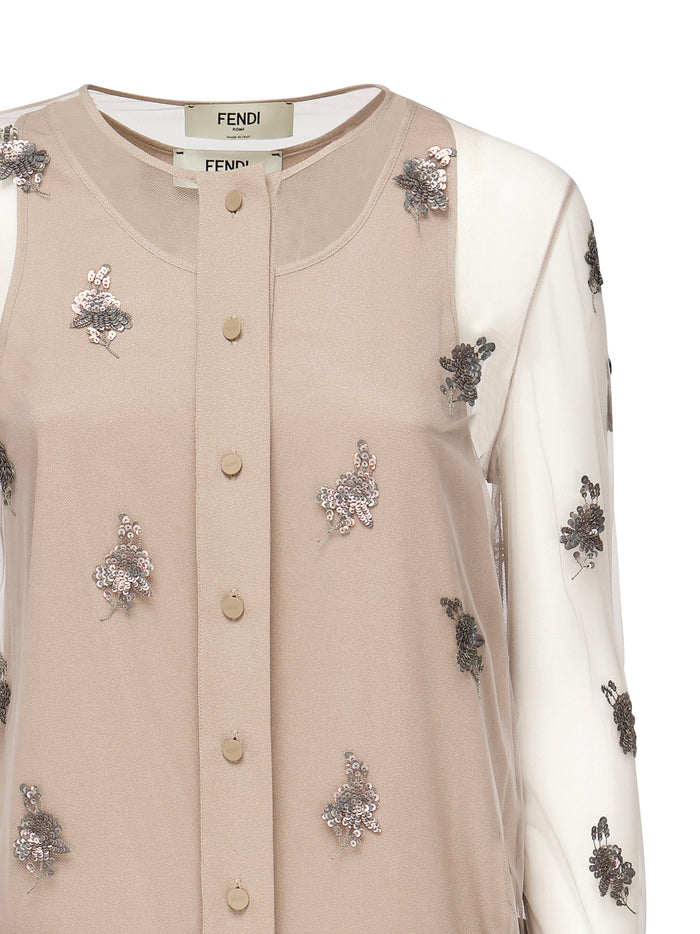Fendi Dresses Beige Polyamide