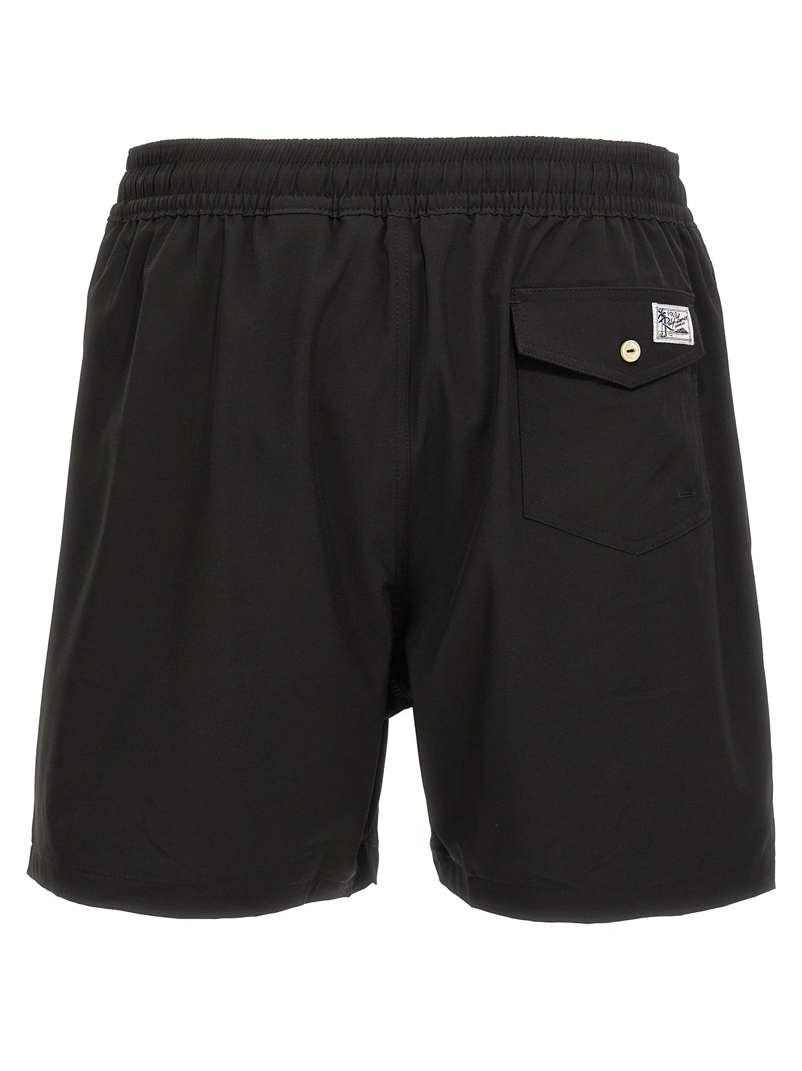 Logo embroidery swim shorts Black Polyester Beachwear
