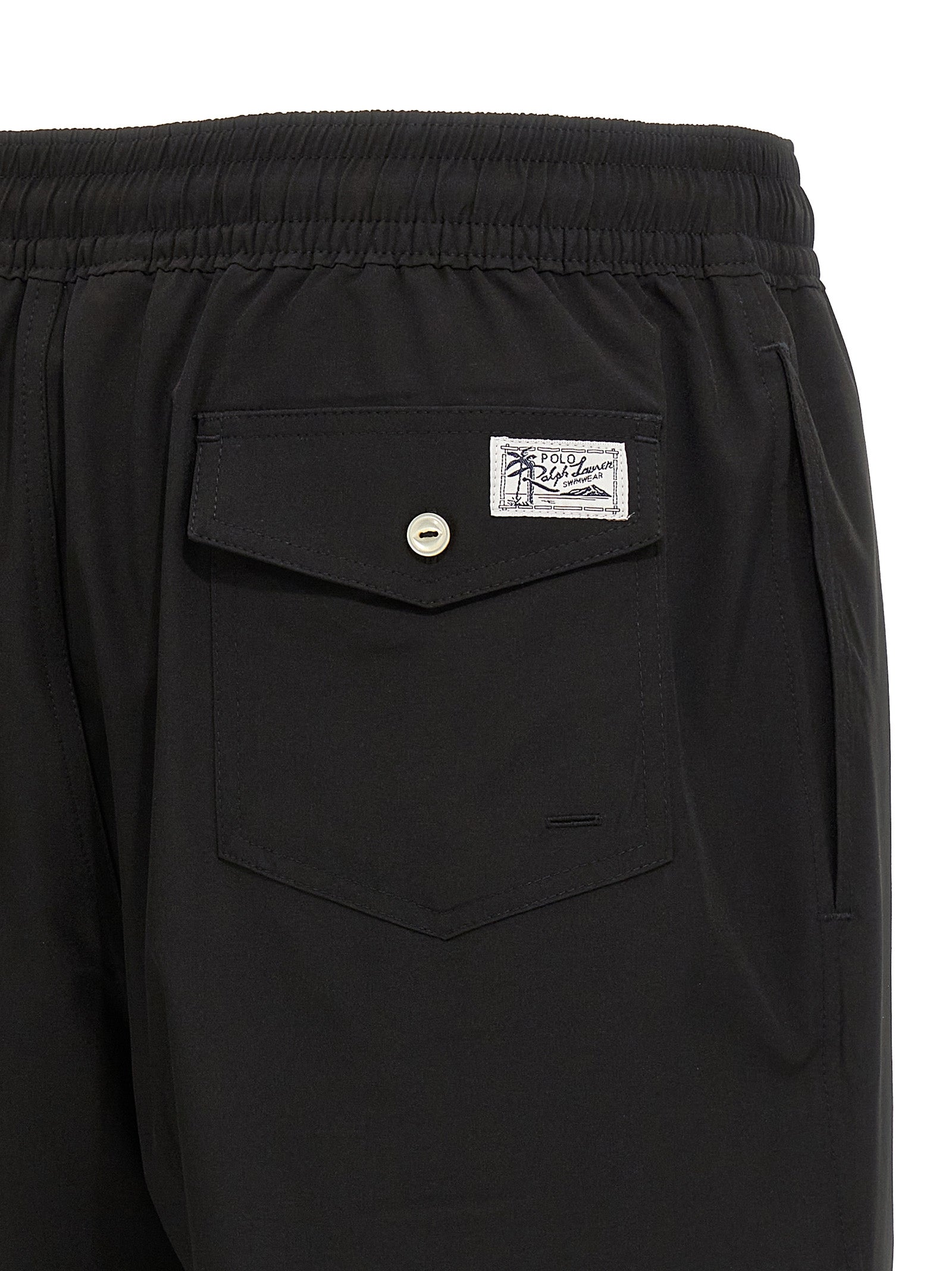 Logo embroidery swim shorts Black Polyester Beachwear
