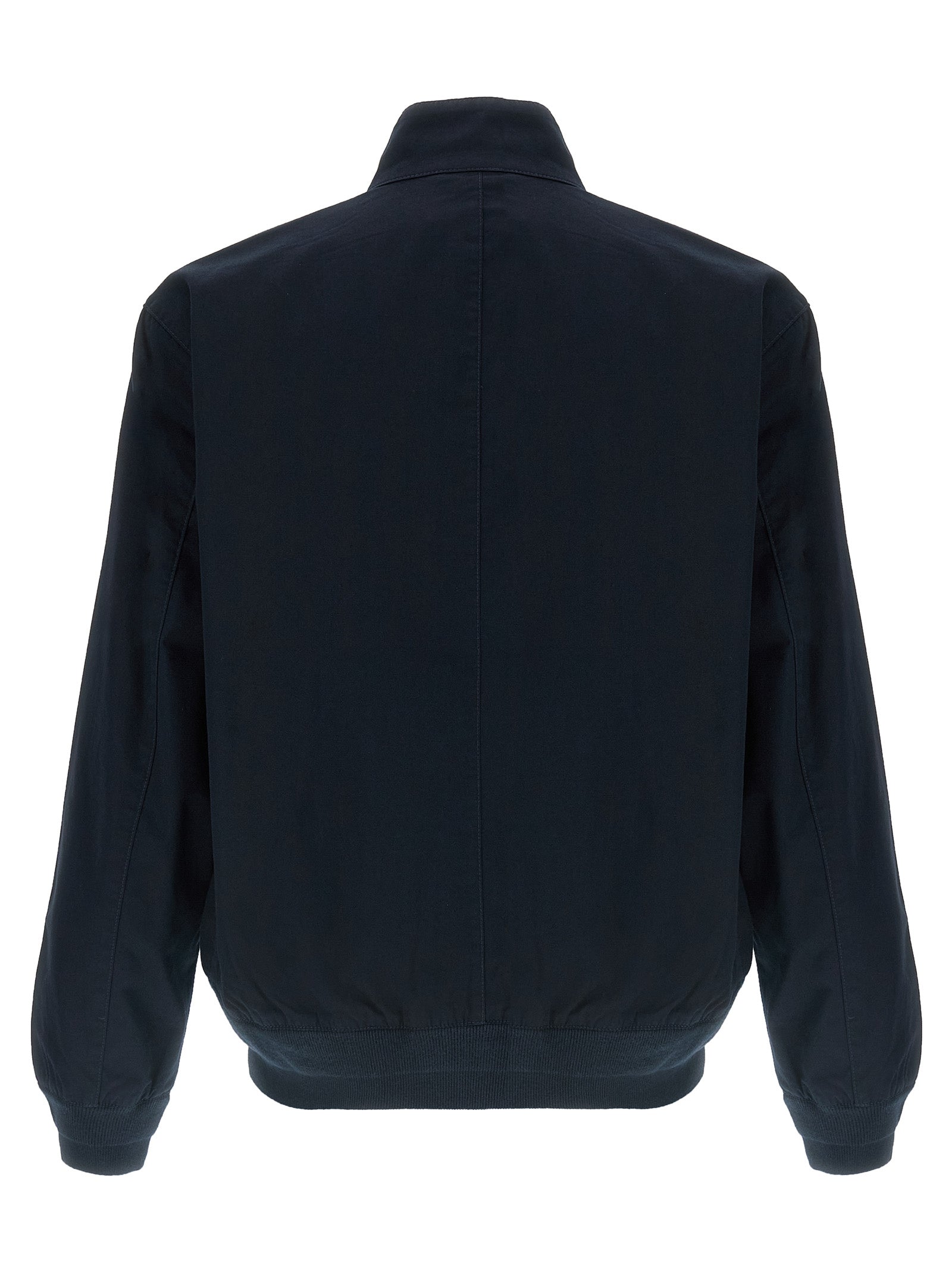 Logo Embroidery Bomber Jacket Blue Cotton Down Jacket, Parka, Casual
