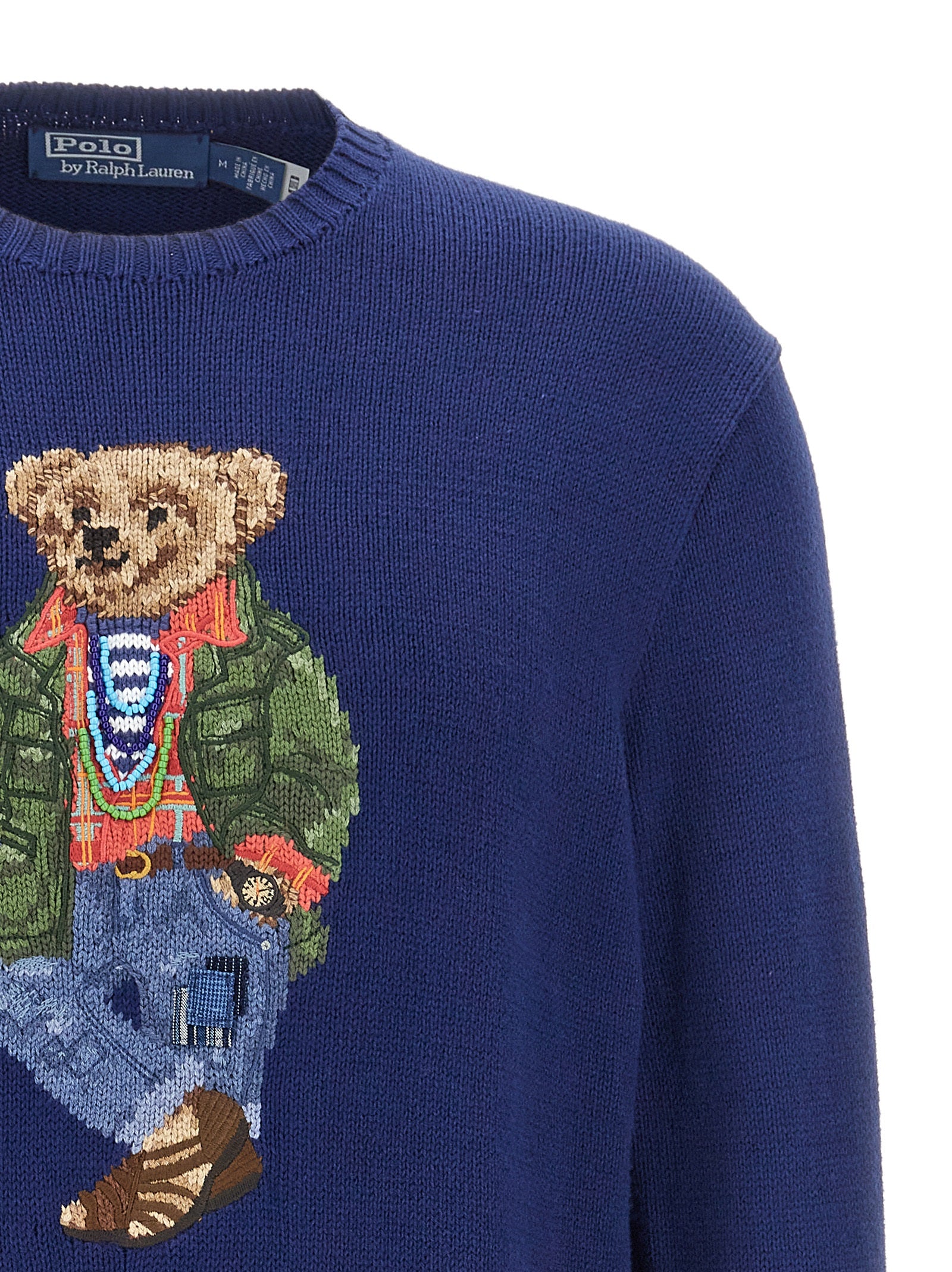 Polo Bear sweater Blue Cotton Sweater, Cardigans
