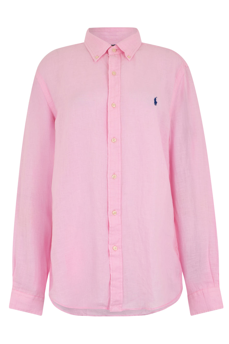 Long-Sleeve Linen Shirt Pink