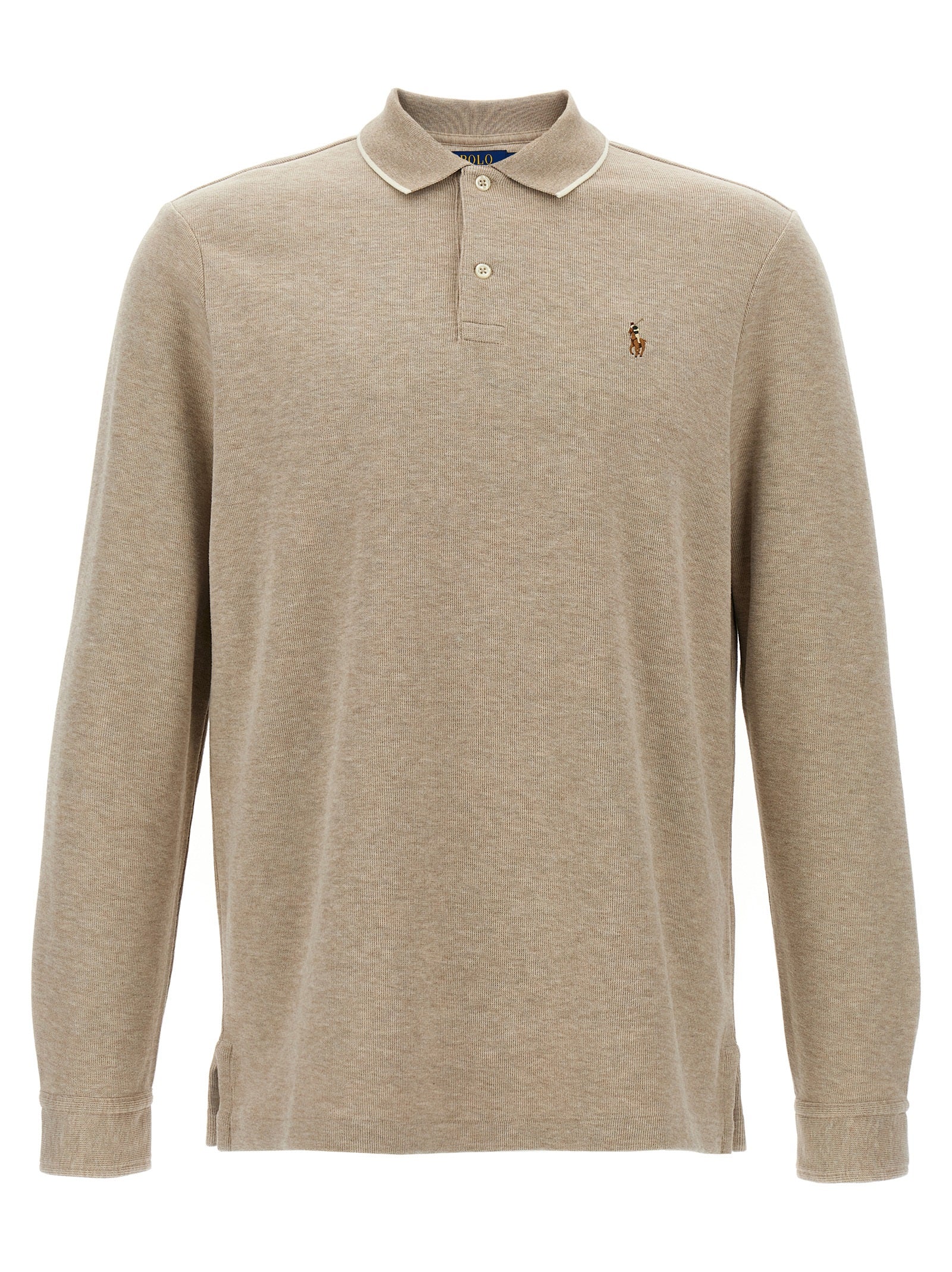 Fleece cotton polo shirt Beige