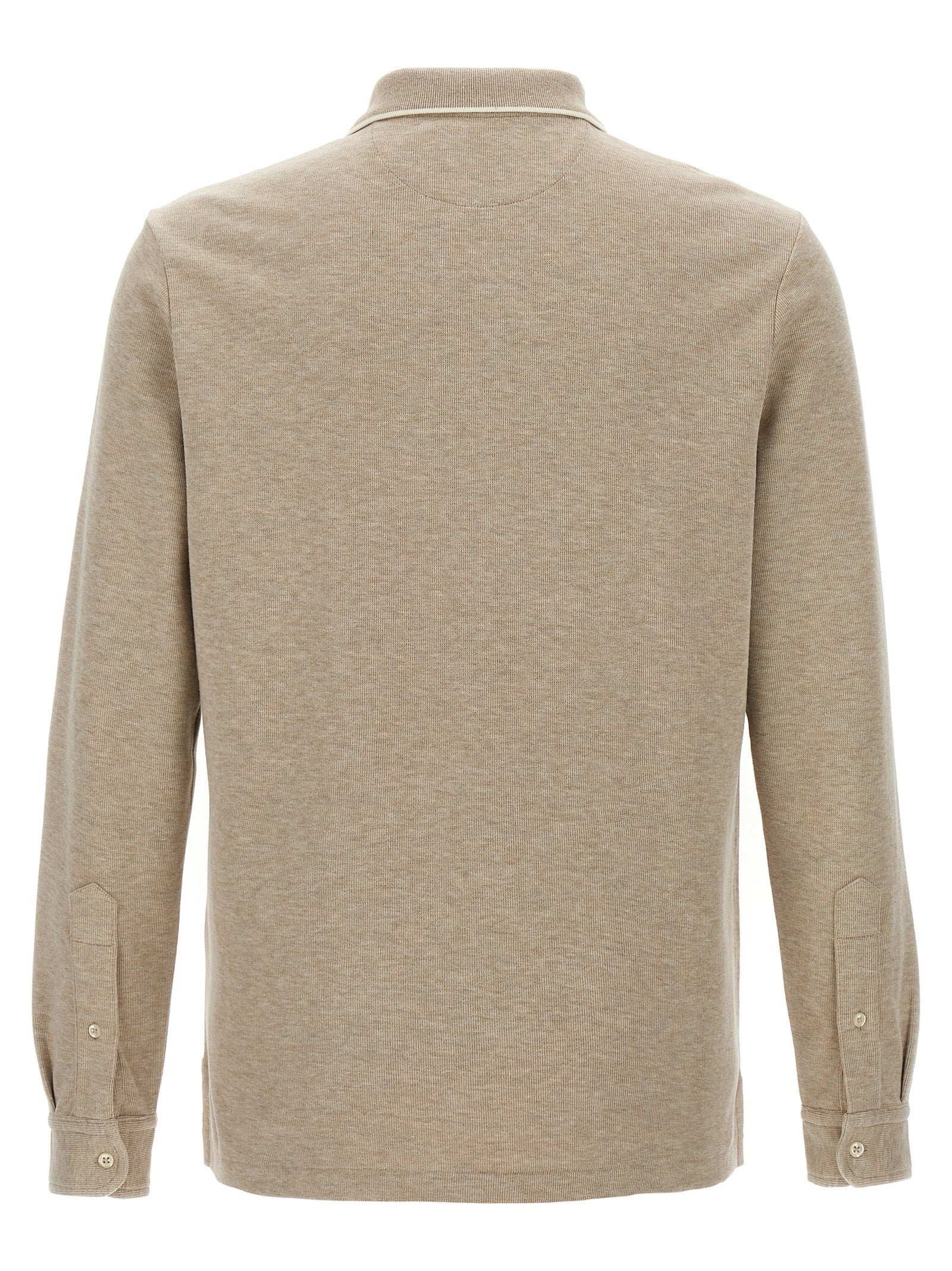 Fleece cotton polo shirt Beige