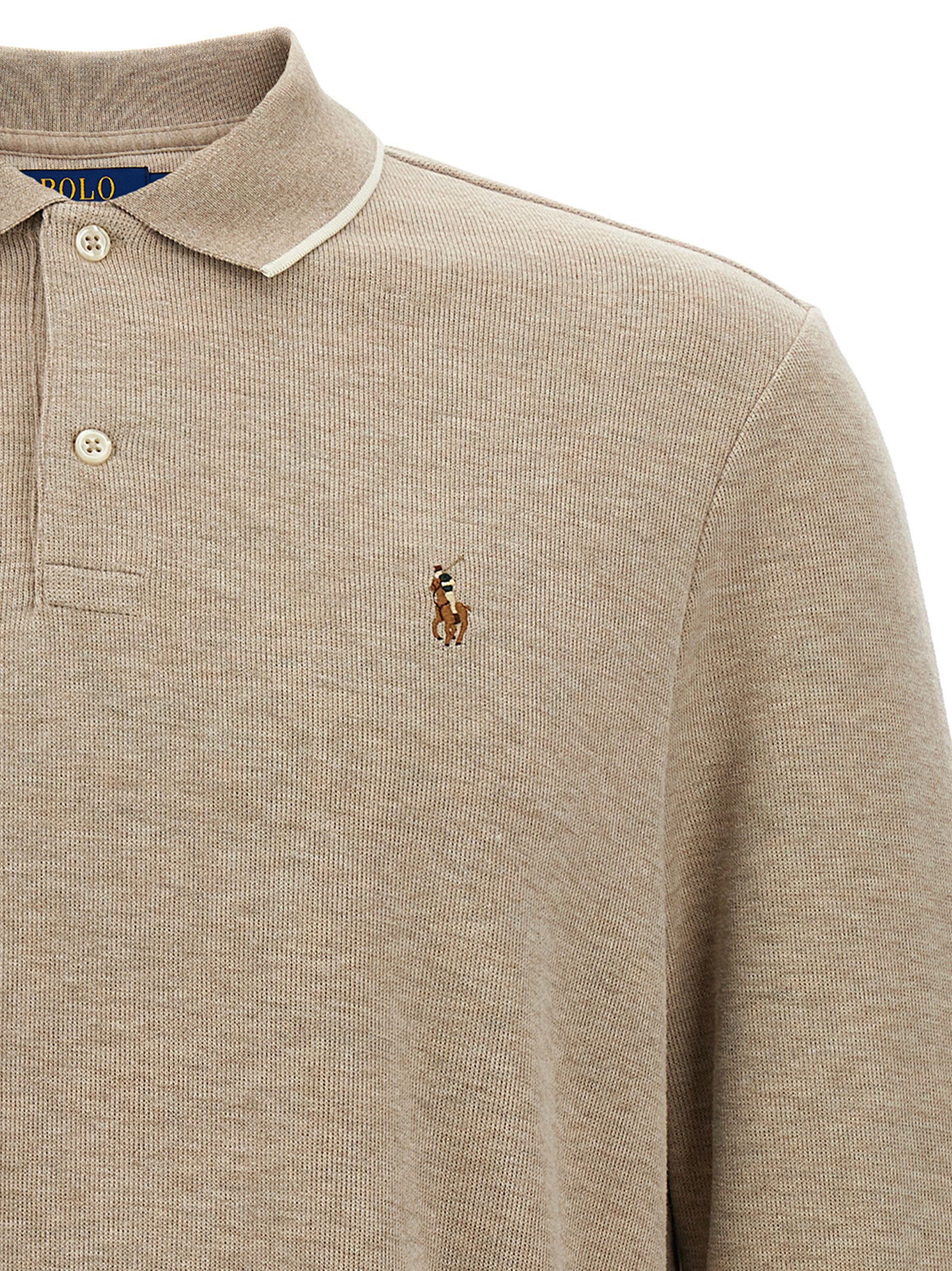 Fleece cotton polo shirt Beige