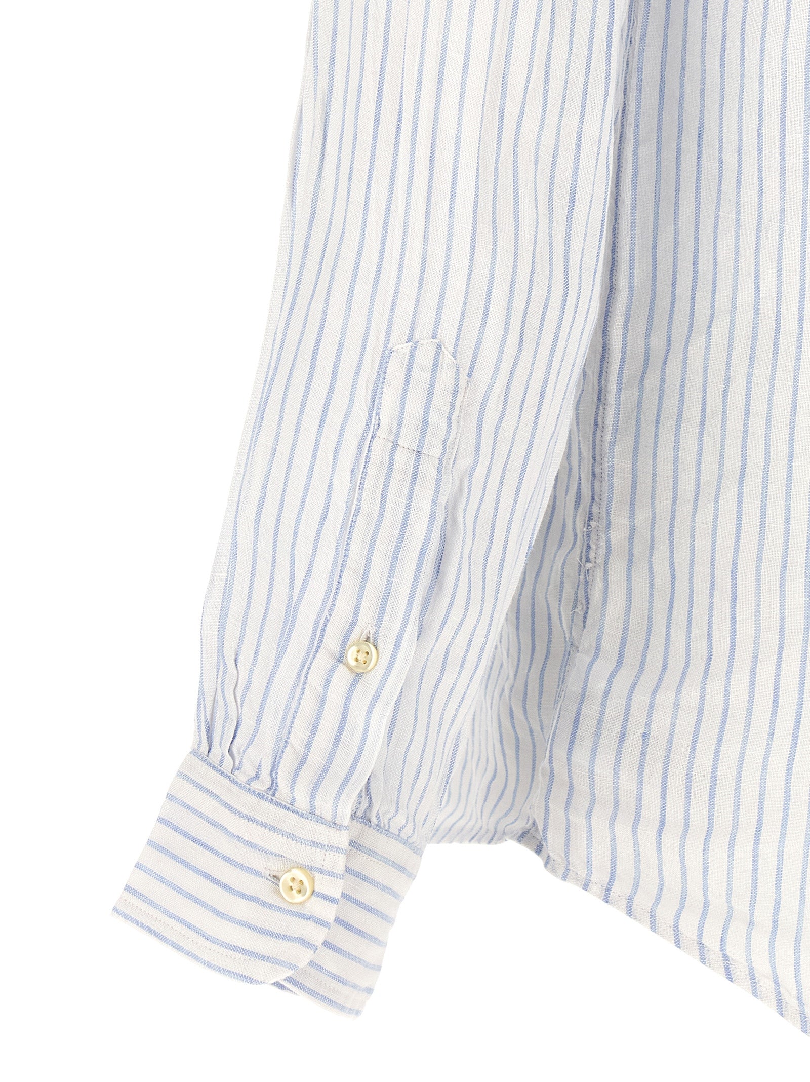 Striped Shirt Light Blue Linen Shirt, Blouse