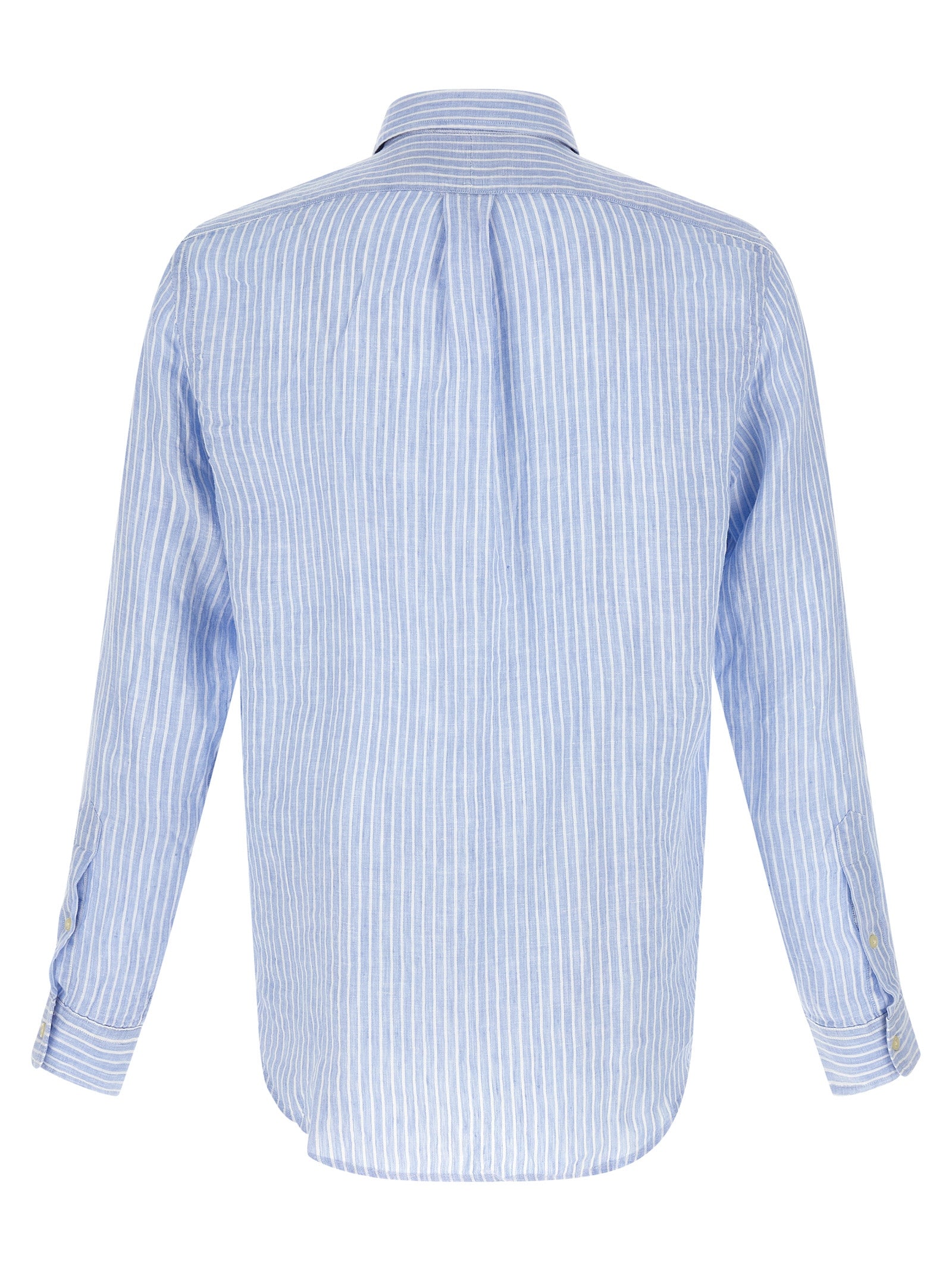 Striped Shirt Light Blue Linen Shirt, Blouse