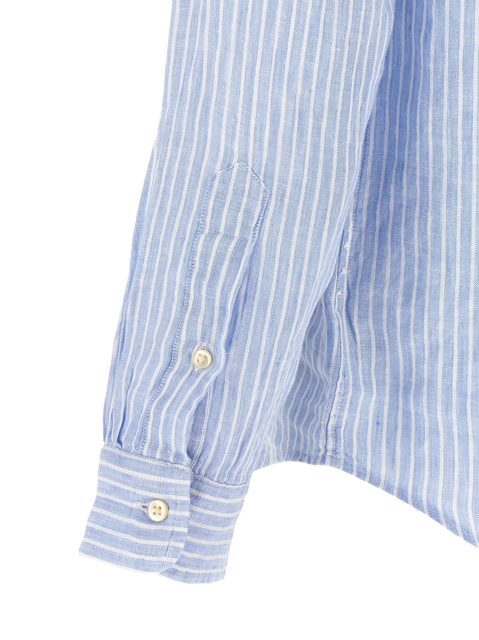 Striped Shirt Light Blue Linen Shirt, Blouse
