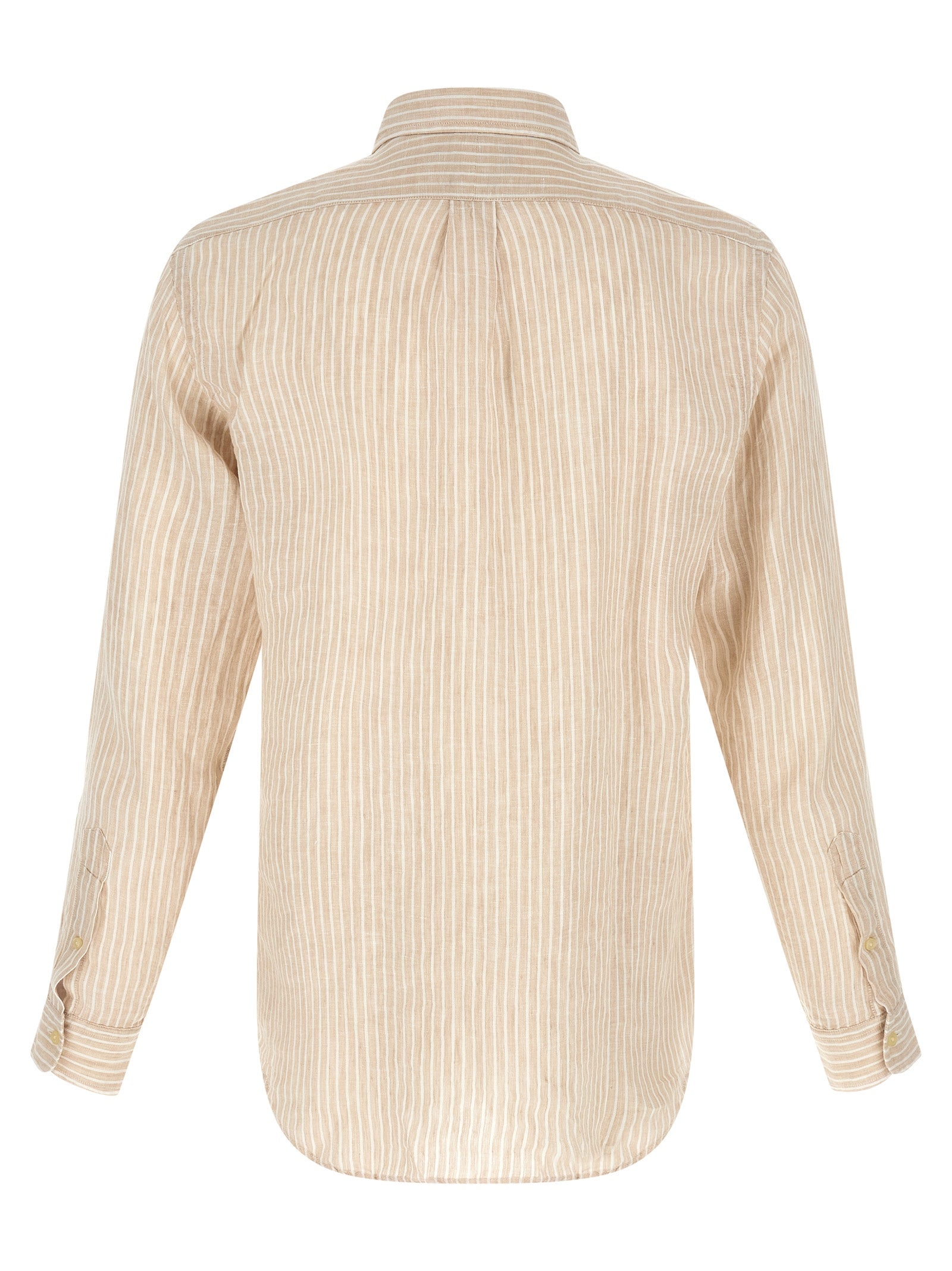 Striped Shirt Beige Linen Shirt, Blouse