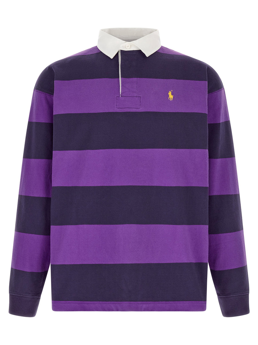 Polo Ralph Lauren Striped Cotton Jersey Rugby Shirt — purple