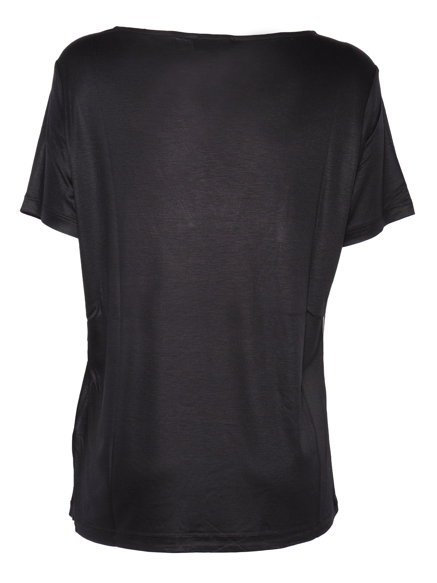 SHORT SLEEVE SHIRT Black Viscose Elastane Sleeves T-shirt