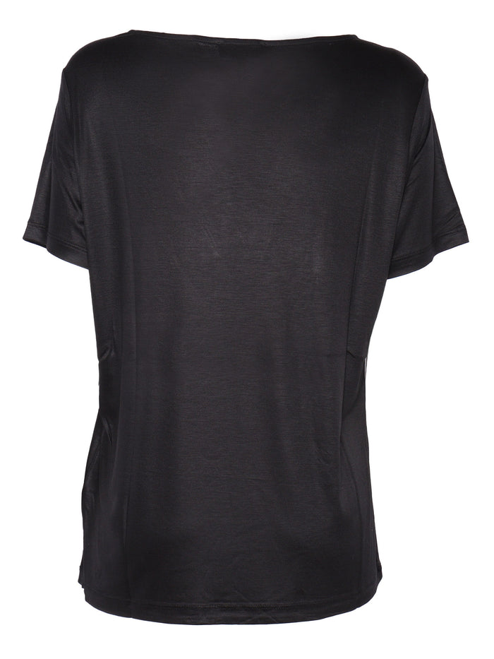 SHORT SLEEVE SHIRT Black Viscose Elastane Sleeves T-shirt