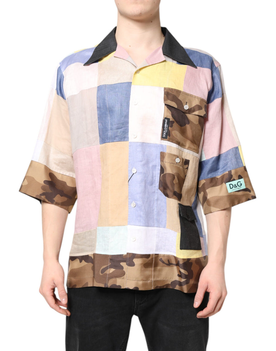 Dolce & Gabbana 70% Flax 15% Silk 10% Ramie 5% Virgin Wool shirt in multicolor