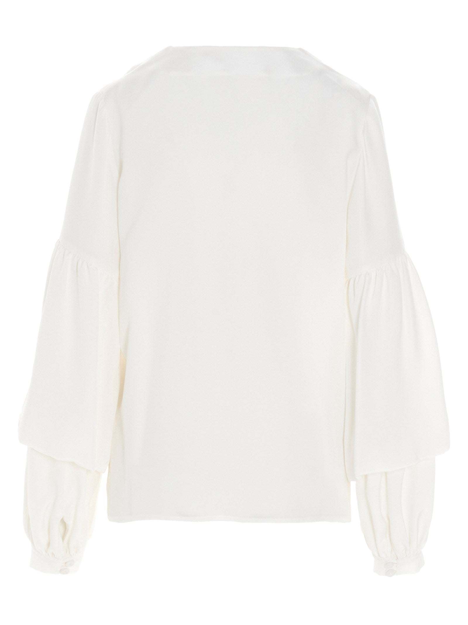 Puff-sleeve silk shirt White Shirt, Blouse