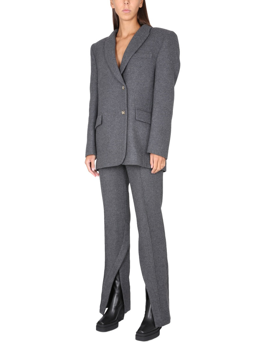 Grenada Pants With Peaked Lapels Grey Wool Trousers