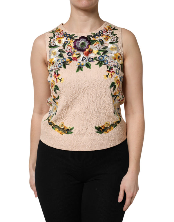 Dolce & Gabbana 91% Cotton tank top in beige