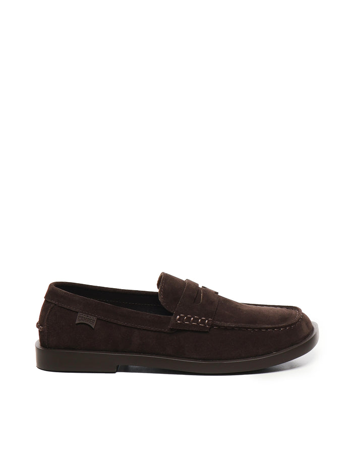 Camper Flat Shoes Dark Brown Nubuck Leather