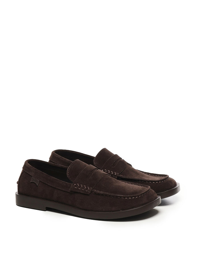 Camper Flat Shoes Dark Brown Nubuck Leather