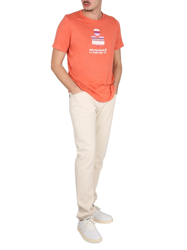 Karman T-Shirt With Logo Print Orange Linen T-shirts