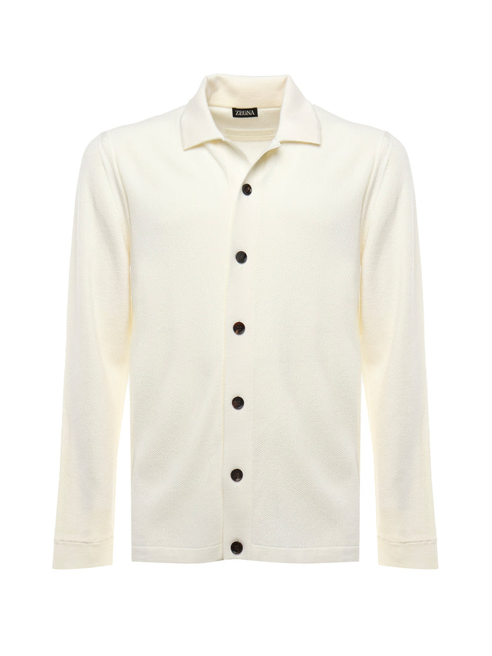 Zegna T-Shirts And Polos Bianco Naturale Unito Wool