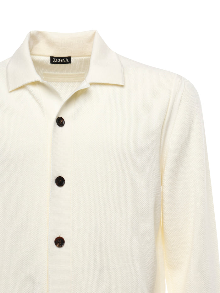 Zegna T-Shirts And Polos Bianco Naturale Unito Wool
