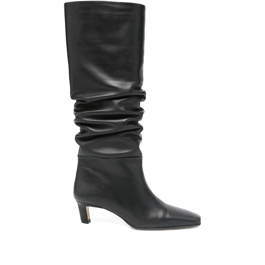Knee-High Leather Boots Black Calf