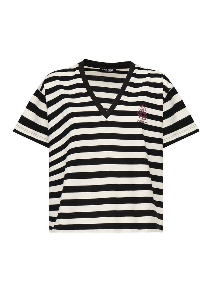 Dondup T-Shirts And Polos Ecru/black Cotton