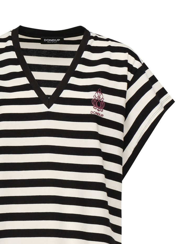 Dondup T-Shirts And Polos Ecru/black Cotton
