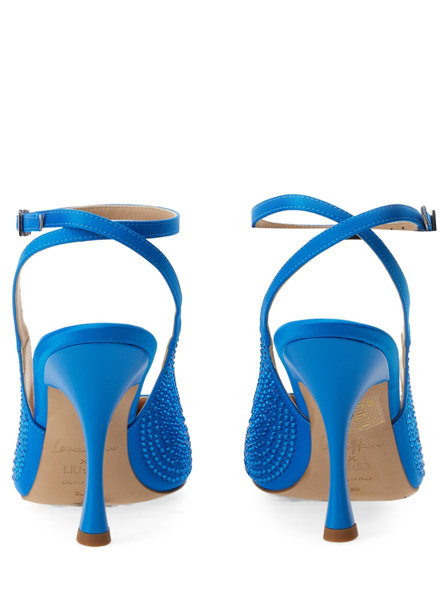 Satin Slingback With Hourglass Heel Azure
