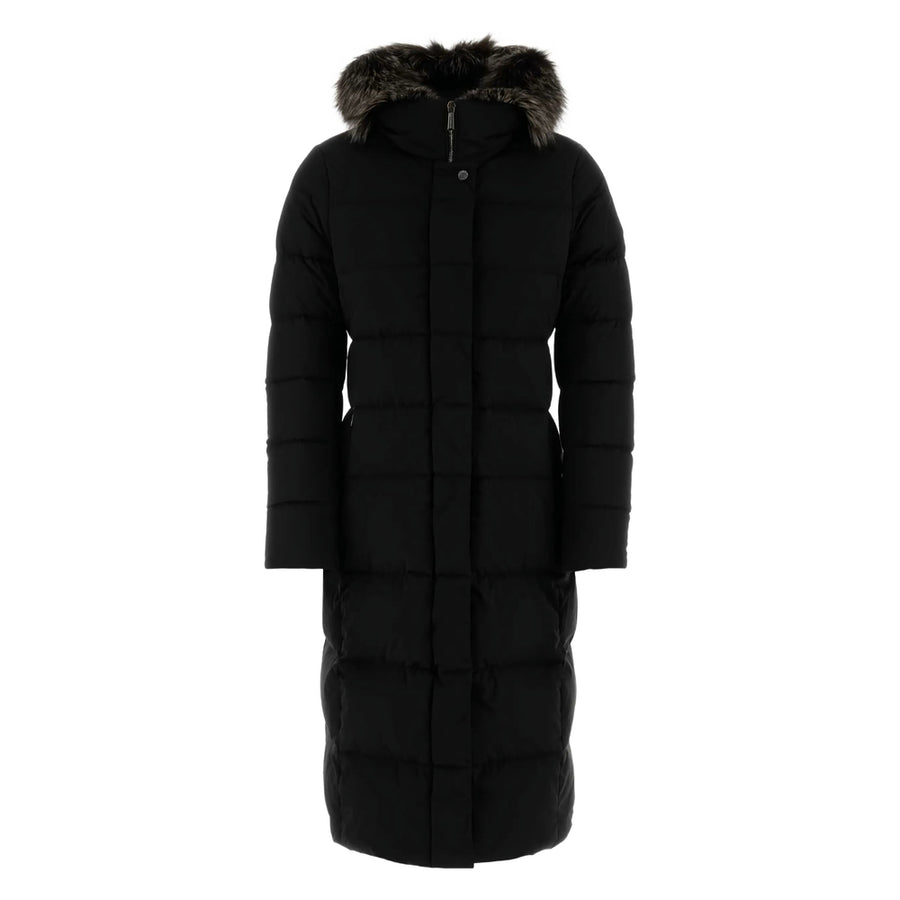 Faux-Fur Trim Down Jacket Black Outer: Nylon