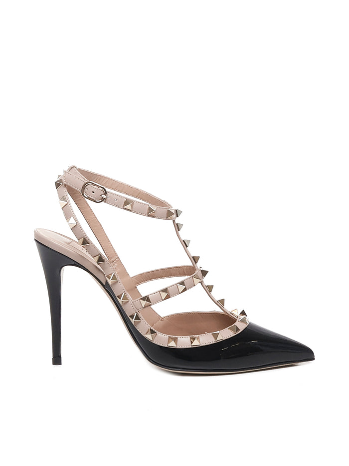 Valentino Garavani With Heel Black, Beige Calfskin