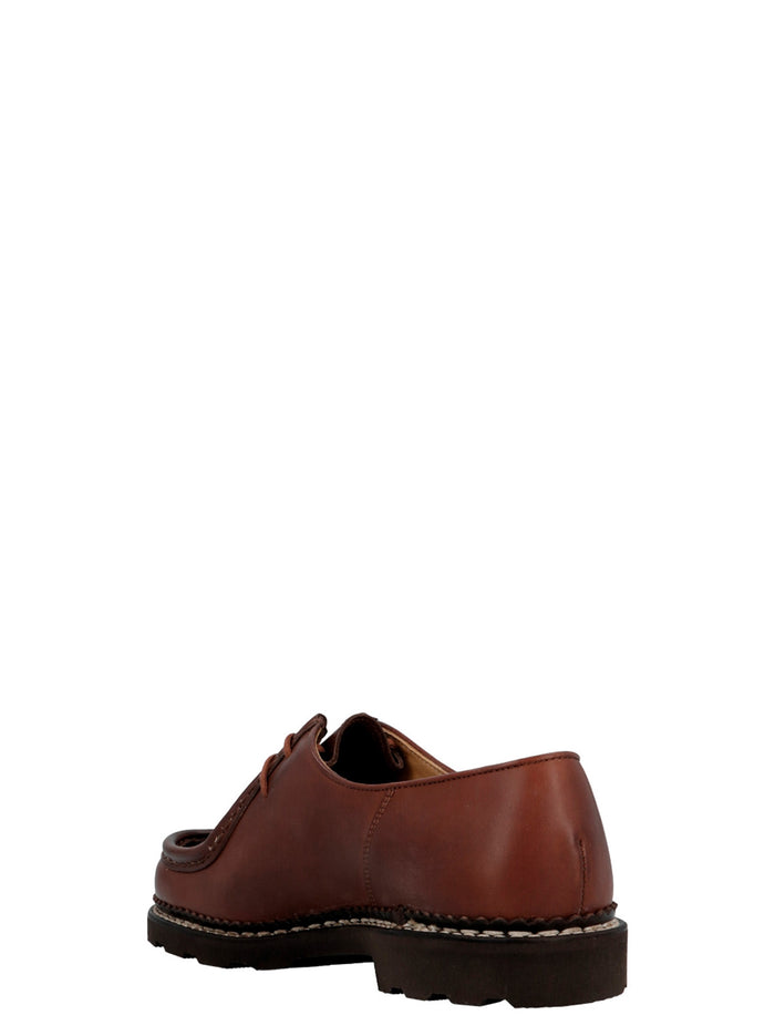 Michael Derby Brown Calfskin Leather (bos Taurus) Lace Up Shoes