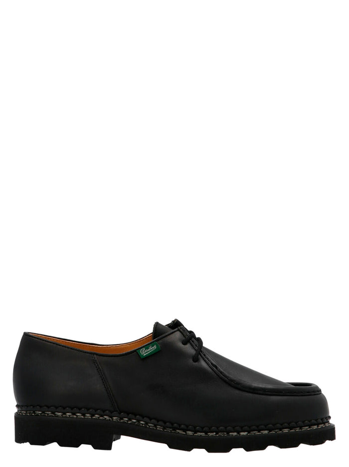 Michael Derby Black Calfskin Leather (bos Taurus) Lace Up Shoes