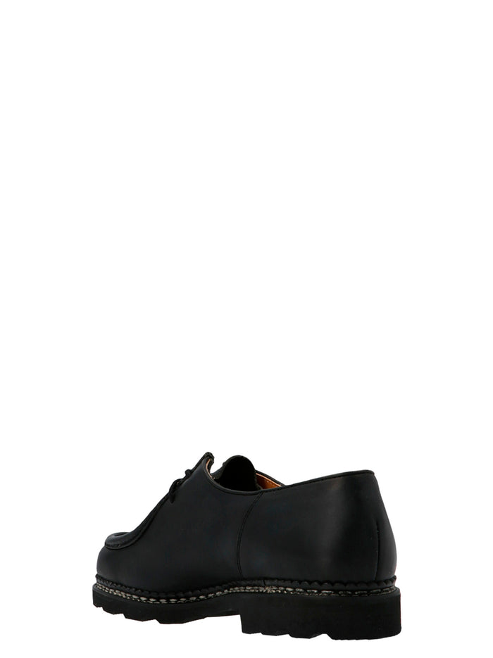 Michael Derby Black Calfskin Leather (bos Taurus) Lace Up Shoes