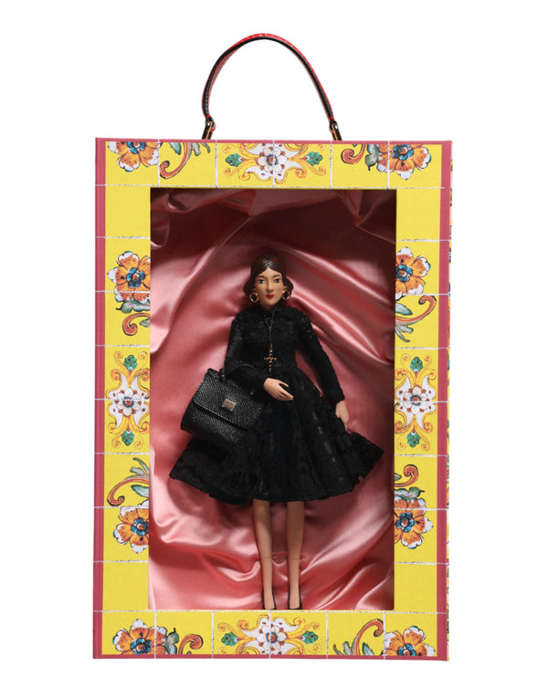 Black Dress Ceramic Porcelain Fashion Leather Sicily Dolls Silk Accessory
