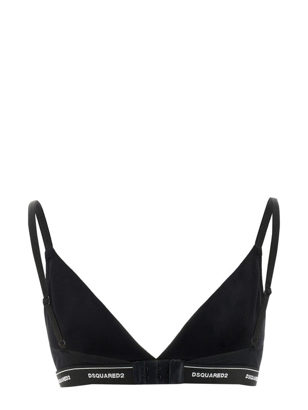 Bra With Logo Black Cotton Elastane Underwear