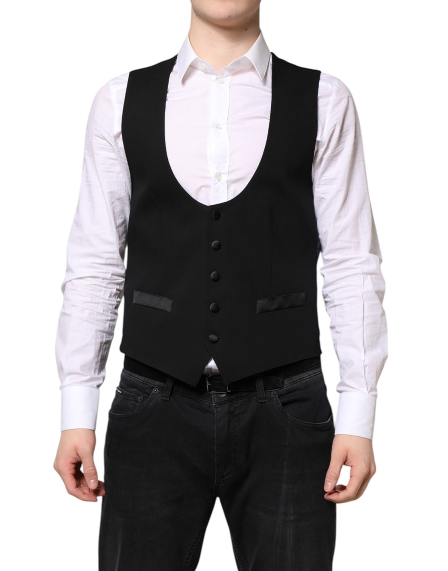 Dolce & Gabbana 94% Virgin Wool vest in black