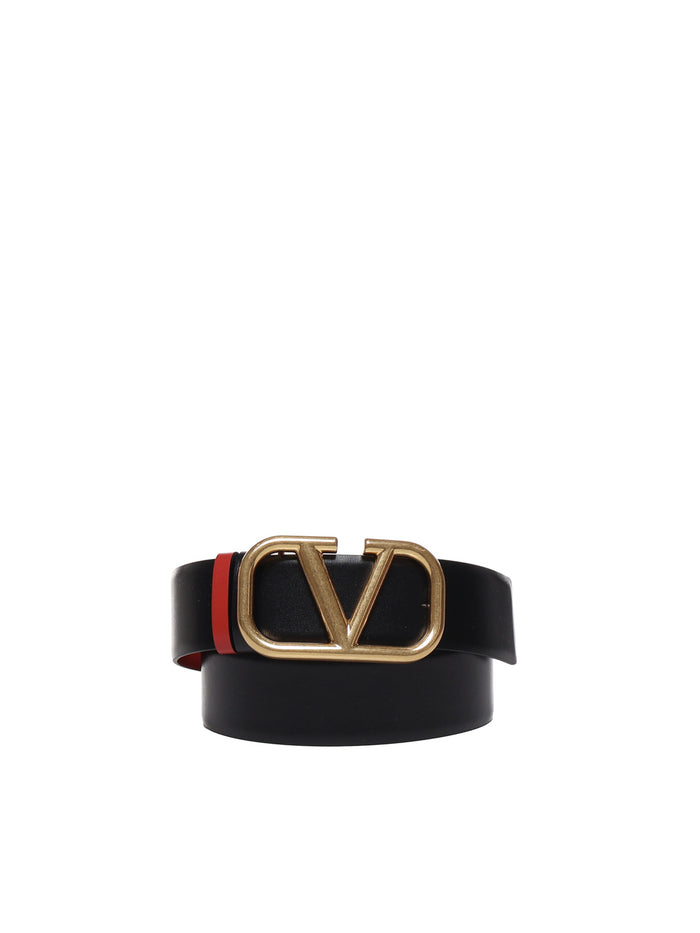 Valentino Garavani Belts Nero-rouge Pur Calfskin