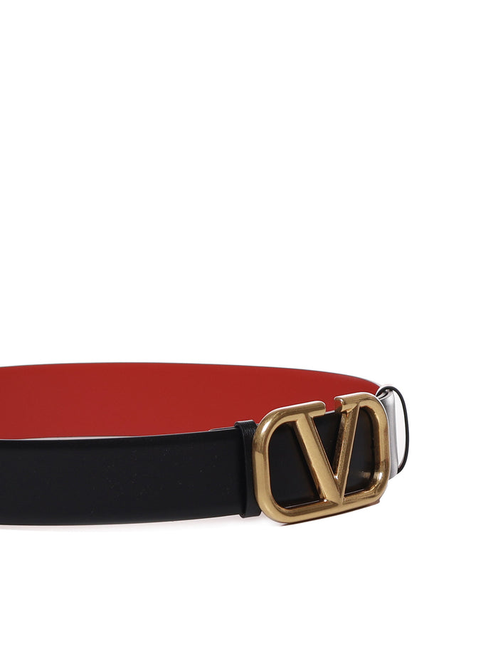 Valentino Garavani Belts Nero-rouge Pur Calfskin