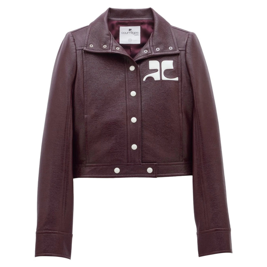 Leather-Effect Biker Jacket Purple Cotton
