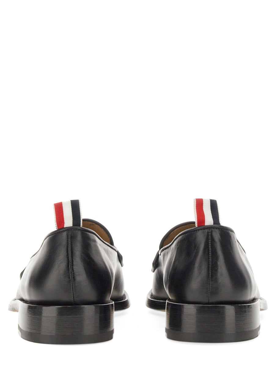 Varsity Penny Loafer Black Leather Loafers