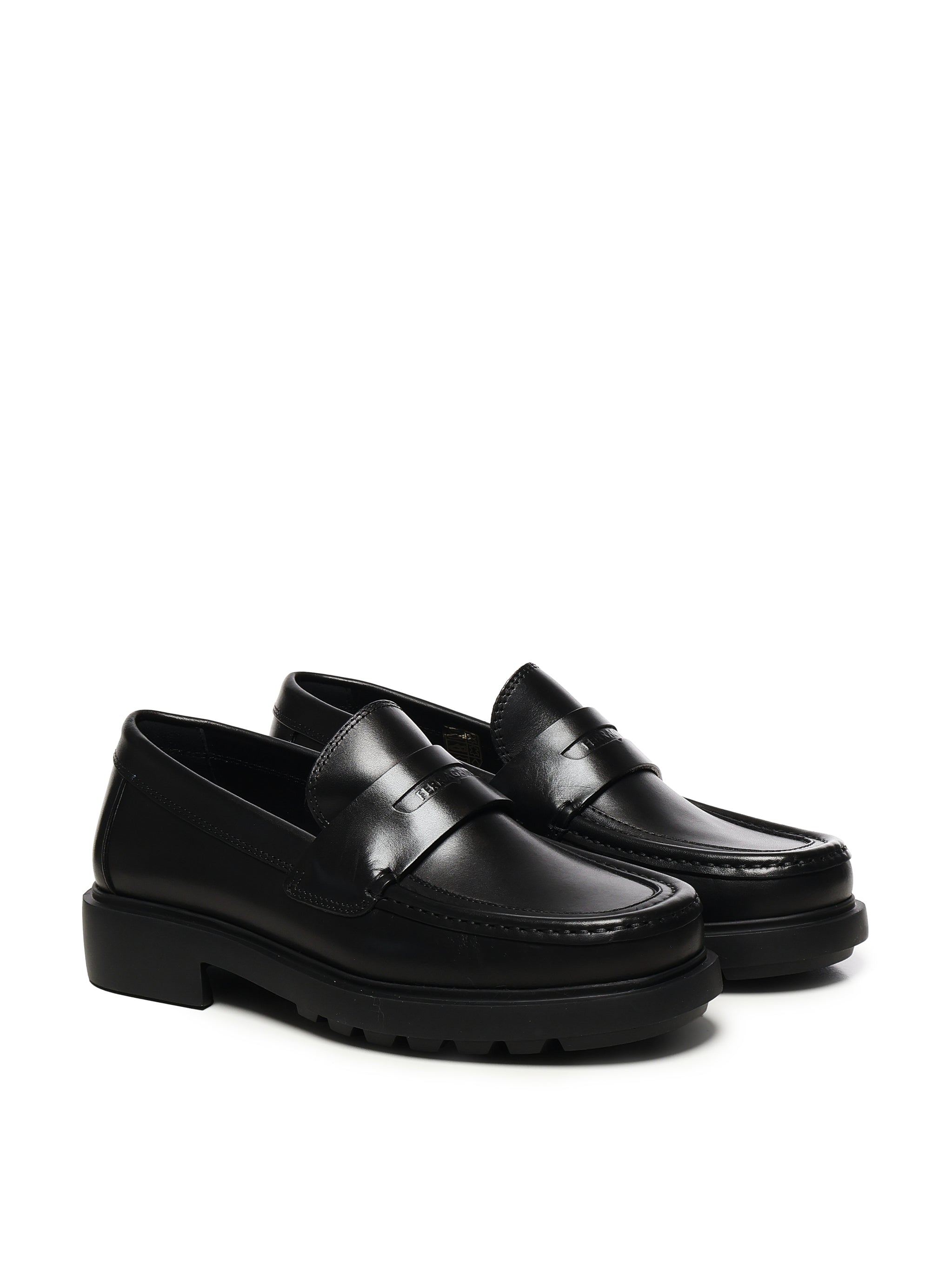 Ferragamo Flat Shoes Black Calfskin