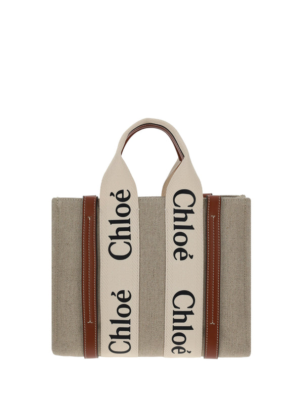 Woody Handbag White - Brown 1 Linen Handbags